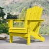 Classic Yellow HDPE Folding Plastic Adirondack Chair (1-Pack)