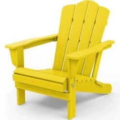 Classic Yellow HDPE Folding Plastic Adirondack Chair (1-Pack) -Jearey plastic adirondack chairs pefac hd ye d4 1000
