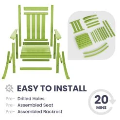 Oversized HDPE Resin Outdoor Patio Rocking Plastic Adirondack Chair In Apple Green (1-Pack) -Jearey plastic adirondack chairs pekd apple 4f 1000