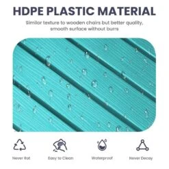 Oversized HDPE Resin Outdoor Patio Rocking Plastic Adirondack Chair In Aruba Blue (1-Pack) -Jearey plastic adirondack chairs pekd aruba 44 1000