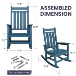 Oversized HDPE Resin Outdoor Patio Rocking Plastic Adirondack Chair In Navy 10 Oversized HDPE Resin Outdoor Patio Rocking Plastic Adirondack Chair In Navy -Jearey plastic adirondack chairs pekd blue 1f 1000