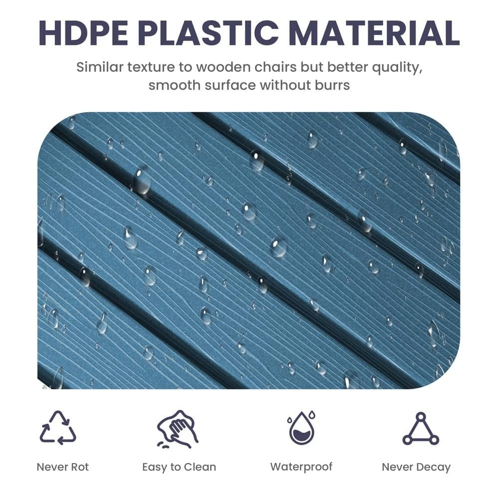 Oversized HDPE Resin Outdoor Patio Rocking Plastic Adirondack Chair In Navy 5 Oversized HDPE Resin Outdoor Patio Rocking Plastic Adirondack Chair In Navy - Image 5