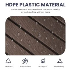 Oversized HDPE Resin Outdoor Patio Rocking Plastic Adirondack Chair In Coffee Brown (1-Pack) -Jearey plastic adirondack chairs pekd coffee 44 1000