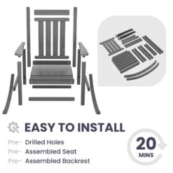 Oversized HDPE Resin Outdoor Patio Rocking Plastic Adirondack Chair In Gray 9 Oversized HDPE Resin Outdoor Patio Rocking Plastic Adirondack Chair In Gray -Jearey plastic adirondack chairs pekd gray 4f 1000