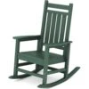 Oversized HDPE Resin Outdoor Patio Rocking Plastic Adirondack Chair In Dark Green (1-Pack)