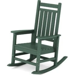 Oversized HDPE Resin Outdoor Patio Rocking Plastic Adirondack Chair In Dark Green (1-Pack)