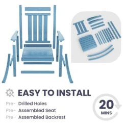 Oversized HDPE Resin Outdoor Patio Rocking Plastic Adirondack Chair In Light Blue (1-Pack) -Jearey plastic adirondack chairs pekd lblue 4f 1000