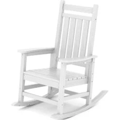 Oversized HDPE Resin Outdoor Patio Rocking Plastic Adirondack Chair In White