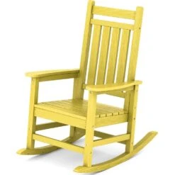 Oversized HDPE Resin Outdoor Patio Rocking Plastic Adirondack Chair In Yellow (1-Pack)