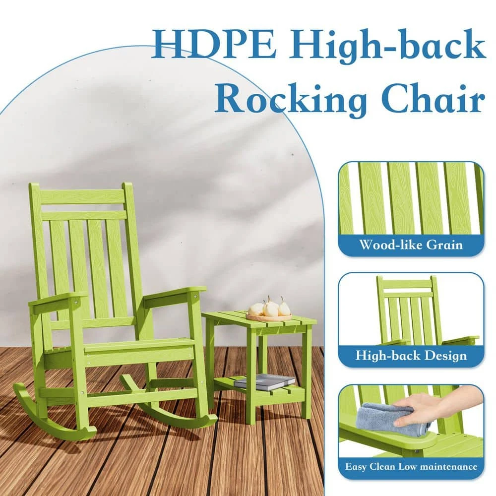 HDPE Apple Green Adirondack Rocking Chair (1-Pack) 4 HDPE Apple Green Adirondack Rocking Chair (1-Pack) - Image 4