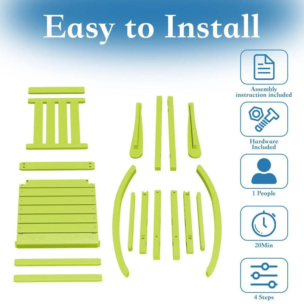 HDPE Apple Green Adirondack Rocking Chair (1-Pack) 3 HDPE Apple Green Adirondack Rocking Chair (1-Pack) - Image 3