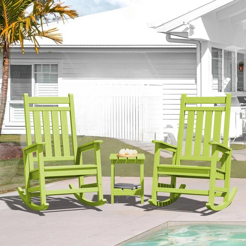 HDPE Apple Green Adirondack Rocking Chair (1-Pack) 6 HDPE Apple Green Adirondack Rocking Chair (1-Pack) - Image 6