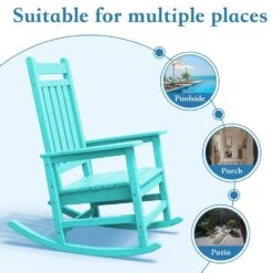 HDPE Aruba Blue Adirondack Rocking Chair (1-Pack) -Jearey plastic adirondack chairs perac hd aruba 4f 1000