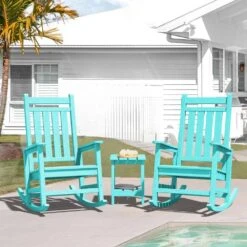 HDPE Aruba Blue Adirondack Rocking Chair (1-Pack) -Jearey plastic adirondack chairs perac hd aruba fa 1000