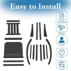 HDPE Black Adirondack Rocking Chair (1-Pack) 9 HDPE Black Adirondack Rocking Chair (1-Pack) -Jearey plastic adirondack chairs perac hd bk 1f 1000