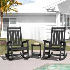 HDPE Black Adirondack Rocking Chair (1-Pack) 11 HDPE Black Adirondack Rocking Chair (1-Pack) -Jearey plastic adirondack chairs perac hd bk 31 1000