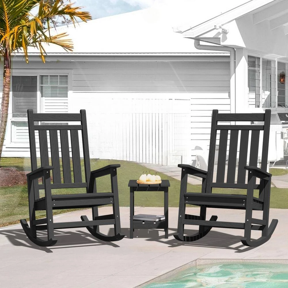 HDPE Black Adirondack Rocking Chair (1-Pack) 6 HDPE Black Adirondack Rocking Chair (1-Pack) - Image 6
