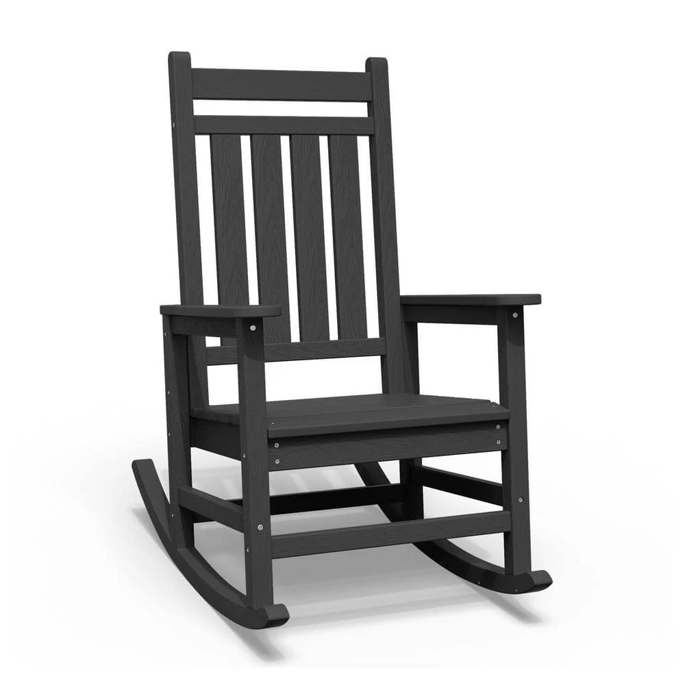 HDPE Black Adirondack Rocking Chair (1-Pack) 1 HDPE Black Adirondack Rocking Chair (1-Pack)