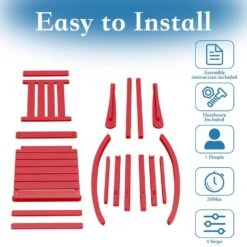 HDPE Bright Red Adirondack Rocking Chair (1-Pack) -Jearey plastic adirondack chairs perac hd brd 1f 1000