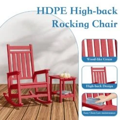 HDPE Bright Red Adirondack Rocking Chair (1-Pack) -Jearey plastic adirondack chairs perac hd brd 44 1000