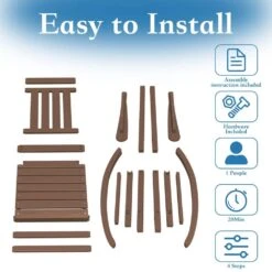 HDPE Brown Adirondack Rocking Chair (1-Pack) -Jearey plastic adirondack chairs perac hd brown 1f 1000