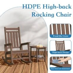 HDPE Brown Adirondack Rocking Chair (1-Pack) -Jearey plastic adirondack chairs perac hd brown 44 1000