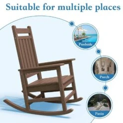 HDPE Brown Adirondack Rocking Chair (1-Pack) -Jearey plastic adirondack chairs perac hd brown 4f 1000