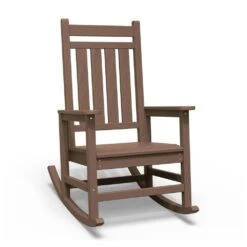 HDPE Brown Adirondack Rocking Chair (1-Pack)