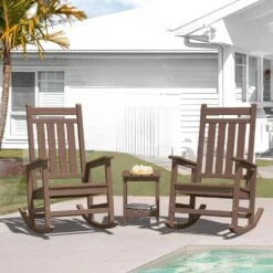 HDPE Brown Adirondack Rocking Chair (1-Pack) -Jearey plastic adirondack chairs perac hd brown fa 1000