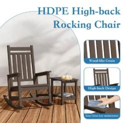 HDPE Coffee Brown Adirondack Rocking Chair (1-Pack) 10 HDPE Coffee Brown Adirondack Rocking Chair (1-Pack) -Jearey plastic adirondack chairs perac hd coffee 44 1000