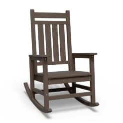 HDPE Coffee Brown Adirondack Rocking Chair (1-Pack)