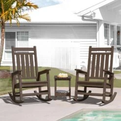 HDPE Coffee Brown Adirondack Rocking Chair (1-Pack) 11 HDPE Coffee Brown Adirondack Rocking Chair (1-Pack) -Jearey plastic adirondack chairs perac hd coffee fa 1000