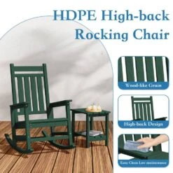 HDPE Dark Green Adirondack Rocking Chair (1-Pack) -Jearey plastic adirondack chairs perac hd green 44 1000