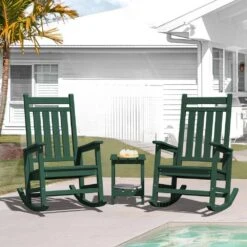 HDPE Dark Green Adirondack Rocking Chair (1-Pack) -Jearey plastic adirondack chairs perac hd green fa 1000
