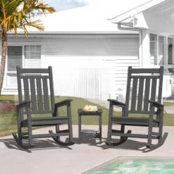 HDPE Gray Adirondack Rocking Chair (1-Pack) -Jearey plastic adirondack chairs perac hd gy 31 1000