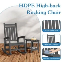 HDPE Gray Adirondack Rocking Chair (1-Pack) -Jearey plastic adirondack chairs perac hd gy 44 1000