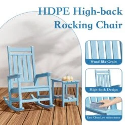 HDPE Light Blue Adirondack Rocking Chair (1-Pack) -Jearey plastic adirondack chairs perac hd lblue 44 1000