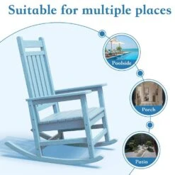 HDPE Light Blue Adirondack Rocking Chair (1-Pack) -Jearey plastic adirondack chairs perac hd lblue 4f 1000