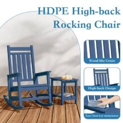 HDPE Blue Adirondack Rocking Chair (1-Pack) -Jearey plastic adirondack chairs perac hd na 44 1000