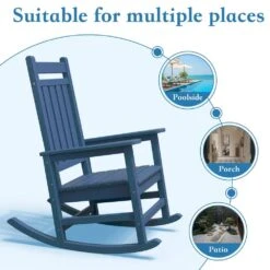 HDPE Blue Adirondack Rocking Chair (1-Pack) -Jearey plastic adirondack chairs perac hd na 4f 1000