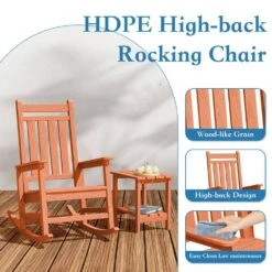 HDPE Orange Adirondack Rocking Chair (1-Pack) -Jearey plastic adirondack chairs perac hd orange 44 1000