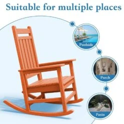 HDPE Orange Adirondack Rocking Chair (1-Pack) -Jearey plastic adirondack chairs perac hd orange 4f 1000