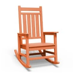 HDPE Orange Adirondack Rocking Chair (1-Pack)