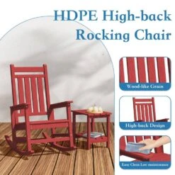 HDPE Dark Red Adirondack Rocking Chair (1-Pack) 10 HDPE Dark Red Adirondack Rocking Chair (1-Pack) -Jearey plastic adirondack chairs perac hd red 44 1000