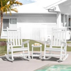 HDPE White Adirondack Rocking Chair (1-Pack) -Jearey plastic adirondack chairs perac hd wt 31 1000