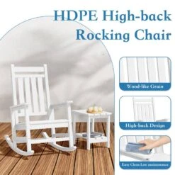 HDPE White Adirondack Rocking Chair (1-Pack) -Jearey plastic adirondack chairs perac hd wt 44 1000
