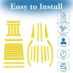 HDPE Yellow Adirondack Rocking Chair (1-Pack) -Jearey plastic adirondack chairs perac hd yellow 1f 1000