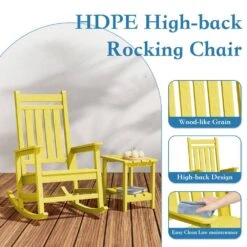 HDPE Yellow Adirondack Rocking Chair (1-Pack) -Jearey plastic adirondack chairs perac hd yellow 44 1000