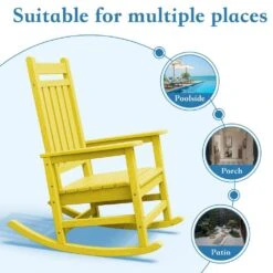HDPE Yellow Adirondack Rocking Chair (1-Pack) -Jearey plastic adirondack chairs perac hd yellow 4f 1000
