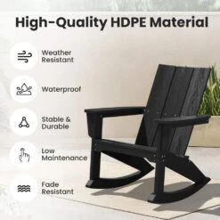Modern Rocking Plastic Outdoor Adirondack Chair In Black -Jearey plastic adirondack chairs peyyy black 1f 1000